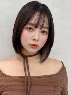 アッシュ 茗荷谷店(Ash) インナーカラー顔周りレイヤーボブココアブラウン大人ボブ