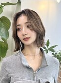 オリーブグレー/ココアベージュ/クラゲヘアー/くびれボブ