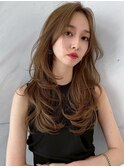 20代30代お洒落♪レイヤーカット韓国ヘアーグレージュカラー
