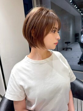 髪質改善サロン hearts. 熊本/縮毛矯正/レイヤーカット/ショートボブ【ハーツ】 ミニボブレイヤー/レイヤーカット/スモーキーカラー/顔周り/熊本