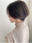 大人ショート・ショートボブ・グレージュ、脱白髪染め☆