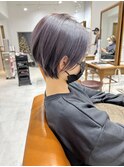 魅力倍増カールセミディシアーカラーダークアッシュショートヘア