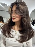 韓国ヘアーハッシュカットレイヤーカットハイライトカラー