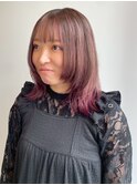 顔周りカット 裾カラー　姫カットレイヤー チェリーピンク 20代
