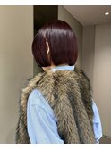 ボブ×ブリーチなしボルドーカラー[恵比寿駅/レイヤーカット]