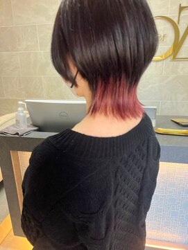 オズ 郡山駅前店(OZ) ミニウルフチェリーブラウンホワイトグレージュフェザーパーマ