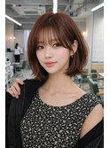 韓国風大人ショートボブ　シースルーバング　タンバルモリ