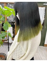 ヘアーガーデン シュシュ(hair garden chou chou) グレーブラック&ライムグリーン