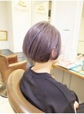 20代～40代小顔ショートボブラベンダーアッシュ