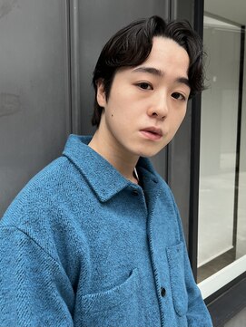 ロイ 南青山 表参道(ROI) メンズカットセンターパートマッシュニュアンスパーマ