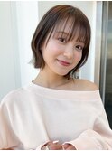 ピンクブラウン美髪切りっぱなしボブ【ボブ/縮毛矯正/北澤華】