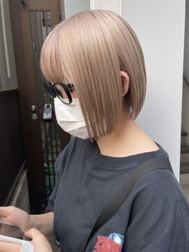 リムレスバイサンク 万代 新潟駅(LIMLESS by cinq) ミルクティーベージュダブルカラーインナーカラー裾カラー