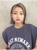 原宿ローライトブリーチダブルカラーインナーカラーショートボブ