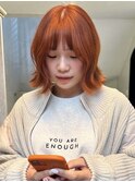 10代/ボブ/ブリーチ/ピンク/オレンジ