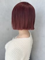 Say.ショートボブチェリーレッドミニウルフデジタルパーマ青山