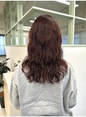 パーマ×ワインレッド