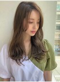 くびれヘアアプリコットオレンジハイライトカラー