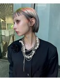 着物ヘア/ダークアッシュ/ミディアムレイヤーカット/原宿