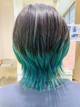 アズール 草加(azule) ターコイズブルー裾カラー