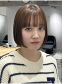 ぱっつんボブミニボブショートボブ韓国風柔らかベージュ10代20代
