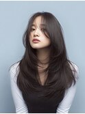 ダークブラウンロングレイヤーセンターパート