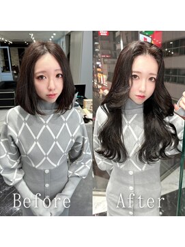 あるじゃんすー 池袋店 グレーブラック#シールエクステ#韓国#ワンホンヘア#池袋