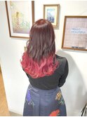 バレイヤージュ×グラデーションピンク