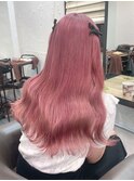 7666ベビーピンクブリーチなしダブルカラー韓国艶髪ワンホンヘア
