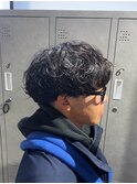 無造作シャドウパーマ刈り上げマッシュ