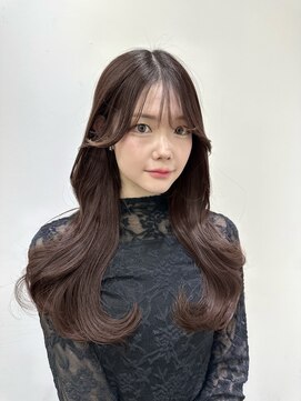 ヴィオットバイサロン(Viot by Salon) 前髪ありくびれヘア夏アプリコットオレンジハイライトカラー