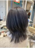 大人可愛いブリーチカラーバイオレットシルバー