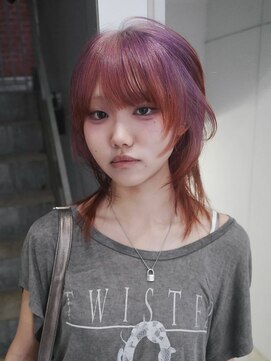 原宿/ウルフカット レイヤー デザインカラー ルーツカラー 