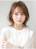 イメチェン愛されピンクベージュ外ハネボブレイヤーカット