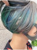 多色ミルフィーユインナーブルーグリーンボブ