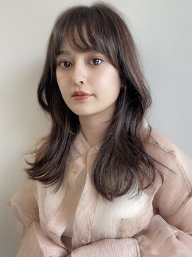 フォンズ(FONS) 大人かわいい韓国ヘア 小顔前髪流れる顔まわり7トーン暗めカラー