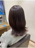 外ハネミディアム×ピンク