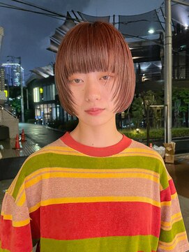 ルル 表参道(lulu.) ミニボブ オレンジカラー ボブウルフ ワイドバング ボブ【Riku】