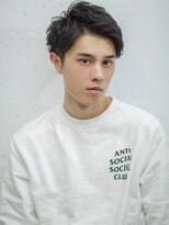 ビジネス対応！ワイルドツーブロック/アップバング刈り上げ黒髪