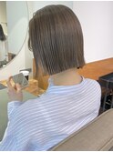 ボブ　切りっぱなしボブ　縮毛矯正　ブラウンベージュ