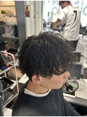 メンズパーマツイスパ波巻きスパイラルマッシュセンターパート