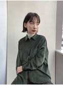 切りっぱなしボブ/小顔/前髪似合わせ/透明感カラー