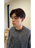 短髪黒髪アップバング刈り上げツーブロックマッシュ 韓国風