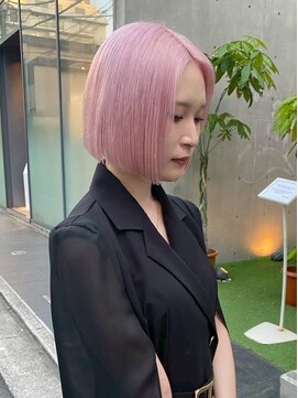 ベレーザ 渋谷(BELEZA) 15117ブリーチ＆ダブルカラーベビーピンクホワイトピンクボブ