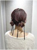 ミディアムアレンジ結婚式参列お呼ばれヘアシニヨンお団子ヘア
