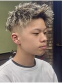 メンズパーマ　ホワイトメッシュ　メンズメッシュ