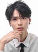 韓国ヘアコンマバング韓国マッシュセンターパートフェザーパーマ