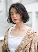 黒髪 ひし形シルエット 小顔 ワンレン【エアリーショート/ボブ】