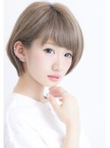 ★小顔愛されショート大人ガーリーチョコレート斜めバングモード