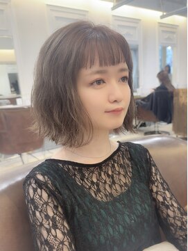 ネオリーブアイム 横浜西口店(Neolive aim) マロンベージュ パーマ風ボブ ハイライトカラー【横浜】k