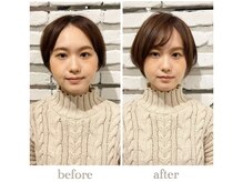 【顔型診断before&after】”丸顔さん”お悩み改善似合わせ〔西宮北口/白髪染め/ショート/白髪ぼかし〕